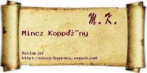 Mincz Koppány névjegykártya